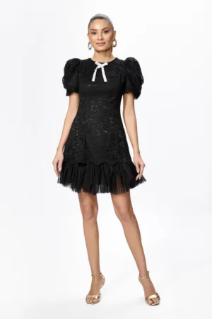 Rochie eleganta din dantela cu tull Naliny Neagra