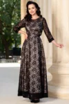 Rochie eleganta din dantela neagra Francesca cu dublura bej