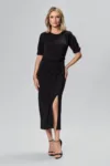 Rochie eleganta din licra cu maneci scurte Vicky Neagra
