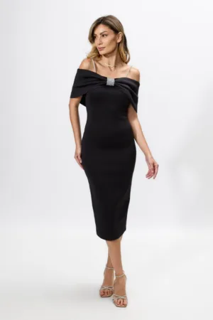 Rochie eleganta din neopren cu strass-uri Corinne Neagra