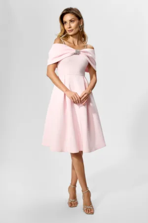 Rochie eleganta din neopren cu strass-uri si funda maxi Fiance Rose