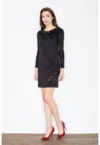 Rochie  eleganta - din piele intoarsa - neagra - cu maneca lunga