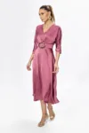Rochie eleganta din satin cu decolteu in V Classy Magenta