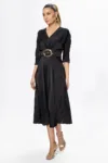 Rochie eleganta din satin cu decolteu in V Classy Neagra