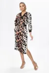 Rochie eleganta din satin cu imprimeu Cedrina Animal Print