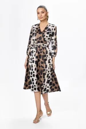 Rochie eleganta din satin cu imprimeu Finola Animal Print