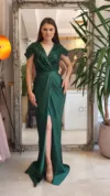 Rochie eleganta din tesatura pretioasa de culoare verde