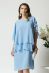 Rochie eleganta din voal bleu cu capa