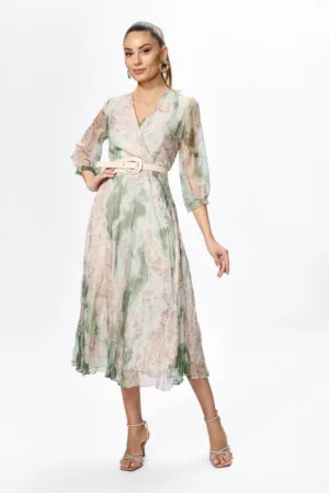 Rochie eleganta din voal cu imprimeu Kameea Vernil