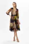 Rochie eleganta din voal cu imprimeu Lida Bej Floral