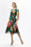 Rochie eleganta din voal cu imprimeu Lida Verde Floral