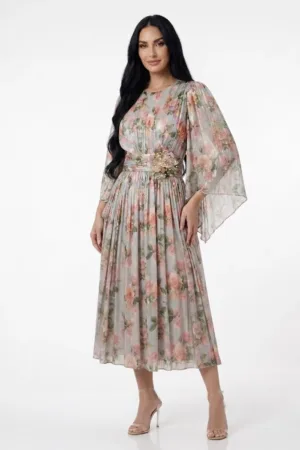 Rochie eleganta din voal cu imprimeu floral