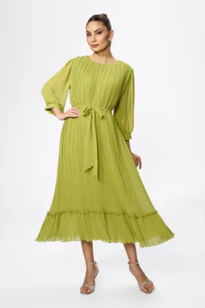 Rochie eleganta din voal cu pliuri Bionda Fistic