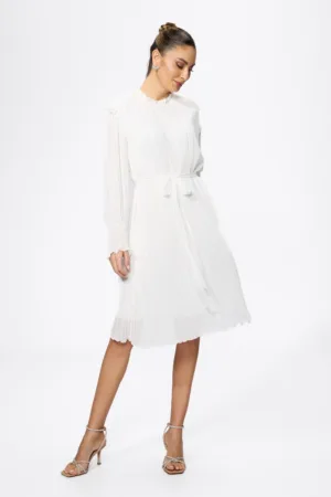 Rochie eleganta din voal cu pliuri Ivania Alba