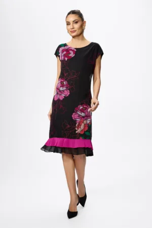 Rochie eleganta din voal imprimeu floral Nunzia Neagra