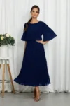 Rochie eleganta din voal plisat Valentina Bleumarin