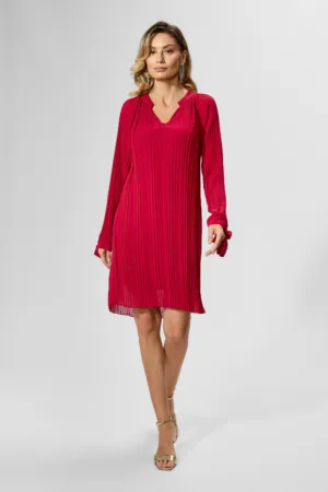 Rochie eleganta din voal plisat cu fundite la maneci Ovia Marsala