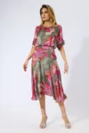 Rochie eleganta din voal satinat cu imprimeu Severina Multi