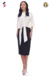 Rochie eleganta dreapta de culoare alb cu negru