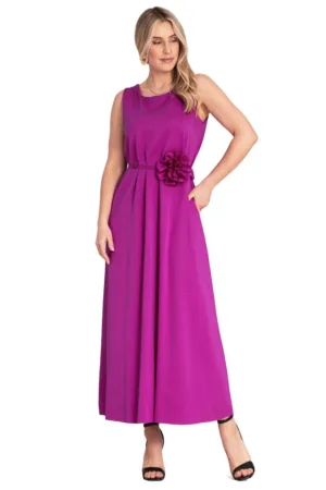 Rochie eleganta fara maneci - fucsia - poliester/spandex/viscoza -