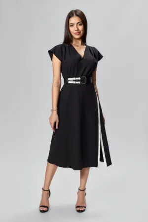 Rochie eleganta in clos cu crepeu in fata Lisbeth Neagra