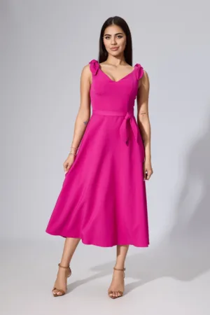 Rochie eleganta in clos cu fundite Alena Fucsia