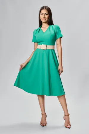Rochie eleganta in clos cu maneci scurte Romena Verde Deschis