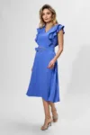 Rochie eleganta in clos cu volane Giuseppa Indigo