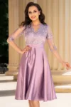 Rochie eleganta lila midi in clos Inna
