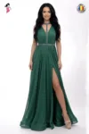 Rochie eleganta lunga cu decolteu adans si slit pe picior