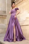 Rochie eleganta lunga de seara lila Moon cu trandafiri 3D