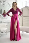 Rochie eleganta lunga din tafta fucsia
