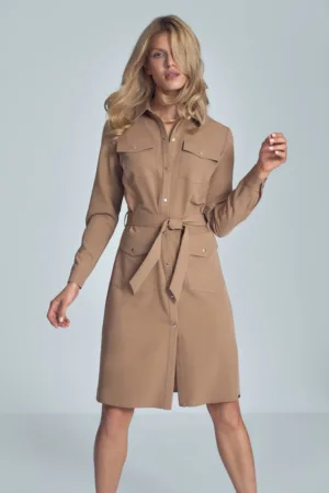 Rochie - eleganta - maro - poliester