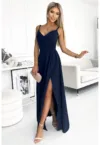 Rochie eleganta maxi pe bretele -  Albastru inchis