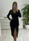 Rochie eleganta midi conica cu croi petrecut si pense la talie