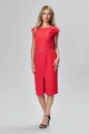Rochie eleganta midi din crepe texturat Marrisia Rosie