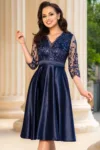 Rochie eleganta midi in clos Inna bleumarin