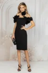 Rochie eleganta neagra conica cu volane decorative