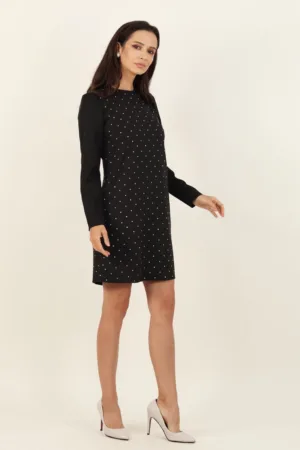 Rochie eleganta neagra cu croi in A si buzunare laterale