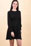 Rochie eleganta neagra cu fir metalic in tesatura