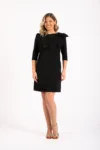 Rochie eleganta neagra cu maneca cu floare maxi