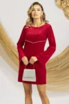 Rochie eleganta rosie din catifea croi tip A