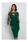 Rochie eleganta verde cu dantela si sclipici la bust