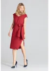 Rochie  eleganta - visiniu - cu fundita - poliester