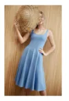 Rochie evazata cu bretele subtiri - albastru