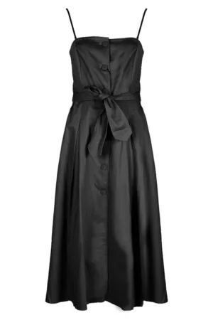 Rochie evazata cu decolteu patrat - Negru - 40