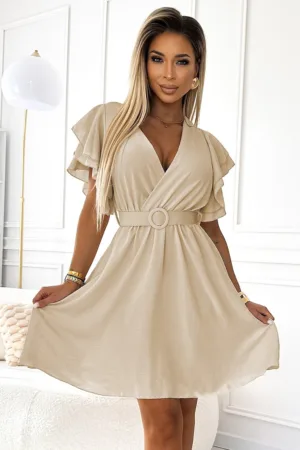 Rochie evazata cu decolteu petrecut si maneca fluture -