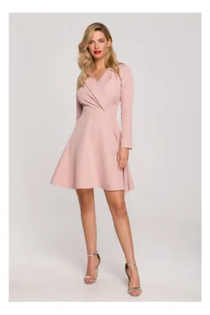 Rochie evazata cu guler - roz murdar -