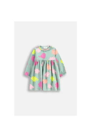 Rochie evazata cu imprimeu cu pisicute - Multicolor