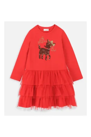 Rochie evazata cu imprimeu de craciun